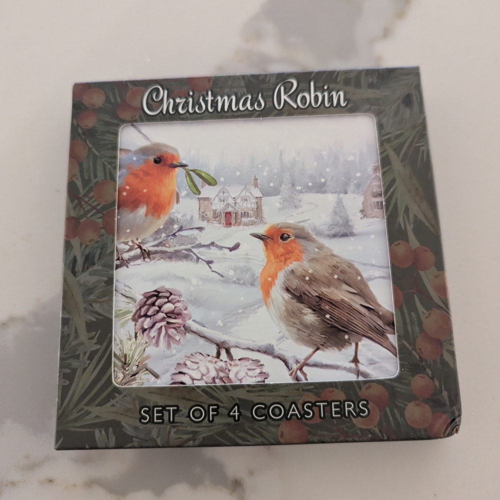 Christmas Robin Coaster Set - Multicolor